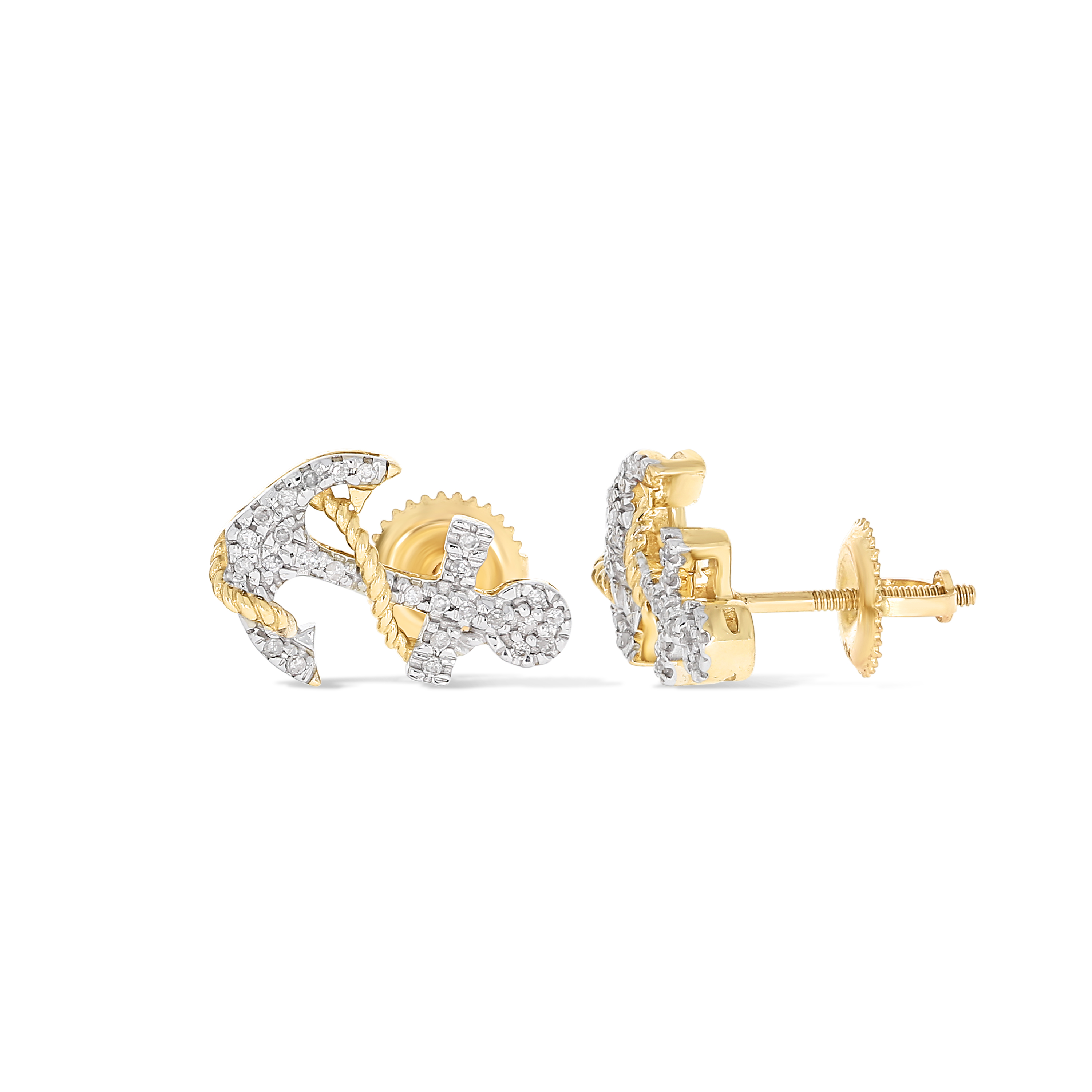 Anchor Diamond Earrings 0.11 ct. 10k Yellow Gold